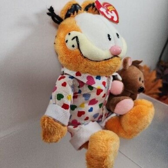 Vintage 10" TY Beanie Baby GOODNIGHT GARFIELD with Pooky Plush Tag Valentine - Picture 8 of 15